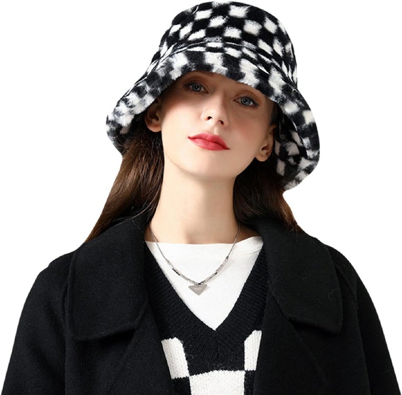 BEARUN Winter Faux Fur Furry Bucket Hat Fluffy Fuzzy Warm Hat Plush Fisherman Hat for Women Men Teens Girls - Image 2